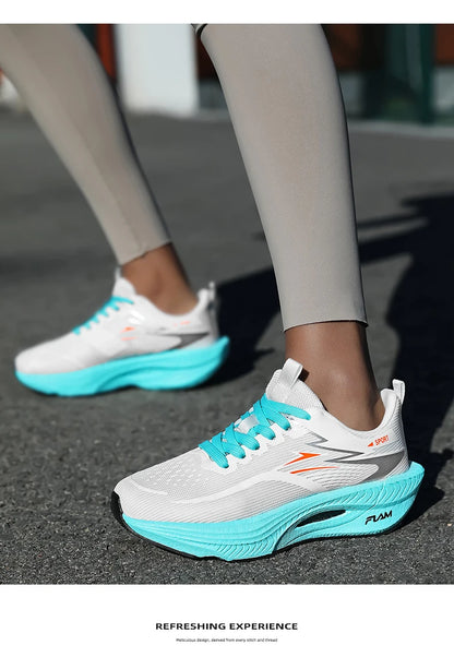 Zapatillas de running para hombre y mujer, deportivas para maratón, con amortiguación de aire, placa de carbono, transpirables, ligeras y cómodas para exteriores