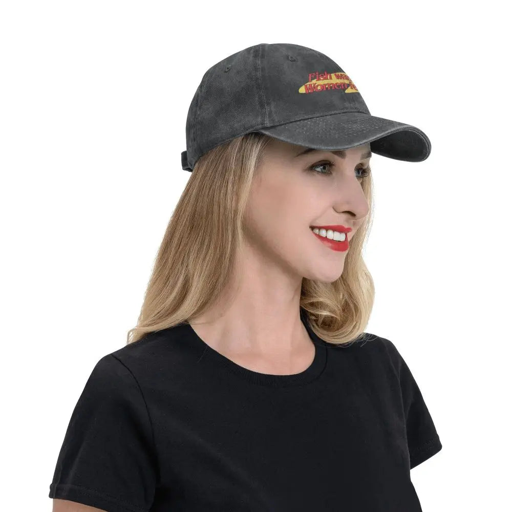 Fish Want Me Women Fear Me Classic Baseball Caps Peaked Cap Fish Go Fishing Fisherman Sun Shade Hats for Men Women