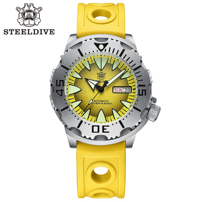 STEELDIVE SD1984 Monster Steel Strap Mechanical Watch NH36 Movt Sapphire Crystal 200M Waterproof Swiss Super Luminous Wristwatch