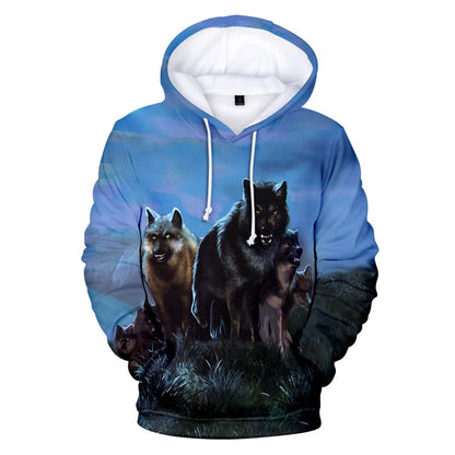 Cool Space Galaxy Wolf Hoodie Hoodies Men Bright Wolf Fashion Handsome Wolf Hoddies Spring Autumn Pullovers Sweatshirts Sweat