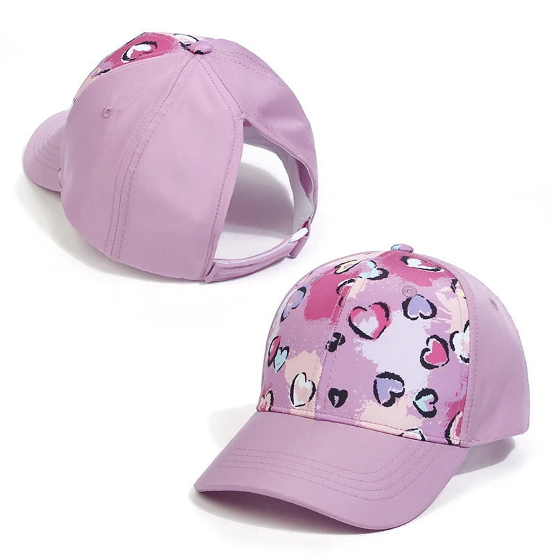 Fashion High Ponytail Kids Boy Hat Sun Hats Baseball Caps Solid Color Travel Caps Sun-proof Wide Brimmed Peaked Caps Hat
