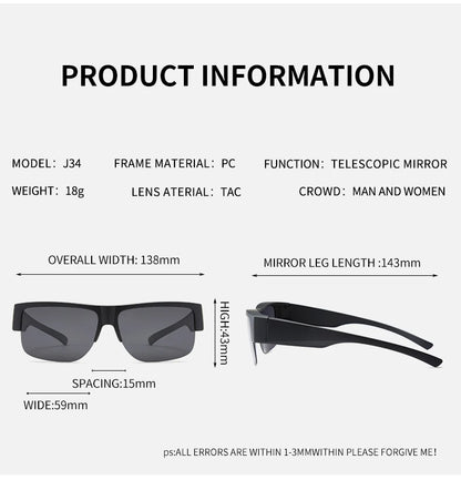 Men For Polarized Sunglasses Myopia Wear Over Prescription Glasses Photochromic Black Lens Half Frame Glasses Vintage Eyewear