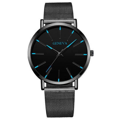 Montre pour homme – Montre à quartz de luxe, style décontracté, fine, bracelet en maille d'acier, étanche, modèle sportif