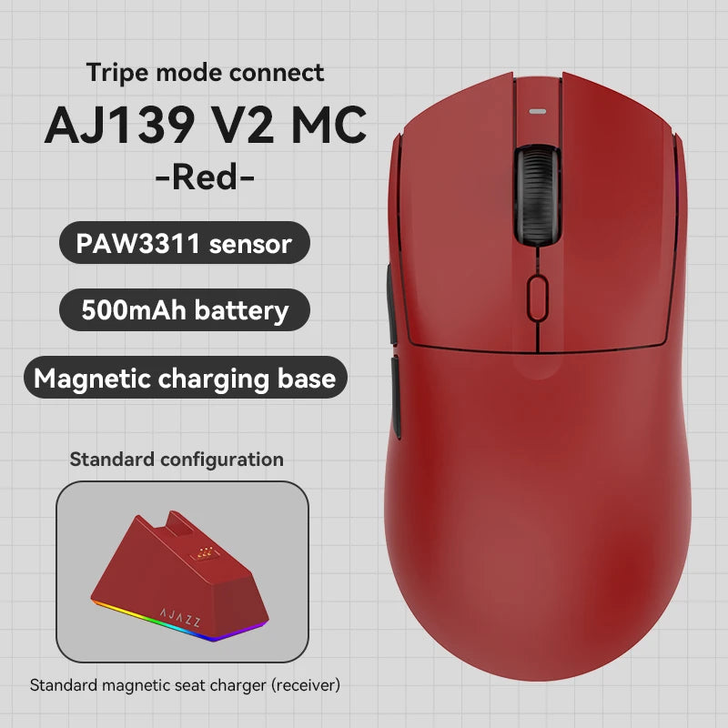 AJAZZ AJ139Pro/AJ139V2MC Kabellose Maus PMW3395/PAW3311-Chipsatz 12000-26000Dpi Professionelle Gaming-Maus