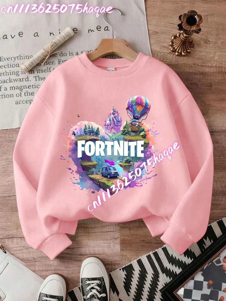 Fortnites Series Kids Sweatshirts Trendy Boys Girl Long Sleeves Pullover Tops Autumn Winter Cartoon Child Clothes Birthday Gifts