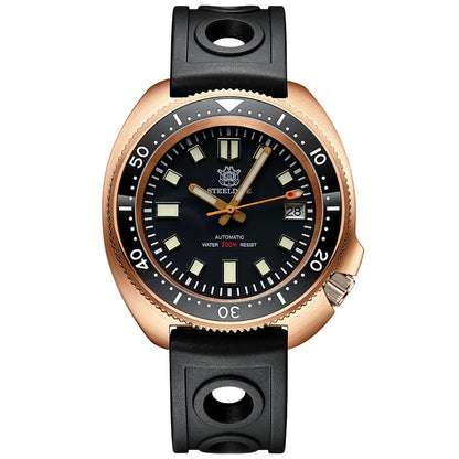 STEELDIVE Men Bronze Dive Watch 200M Water Resistant Ceramic Bronze Bezel Automatic Movement Wristwatch