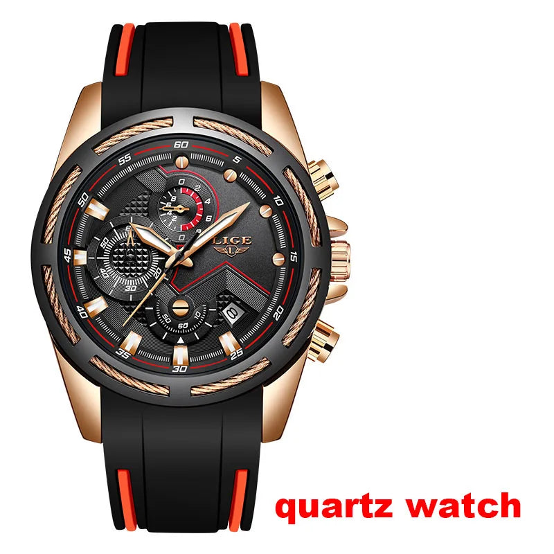 Montres-bracelets mécaniques automatiques pour hommes LIGE – Montre de luxe haut de gamme avec tourbillon, modèle élégant et étanche, idéal pour le travail ou les occasions formelles.
