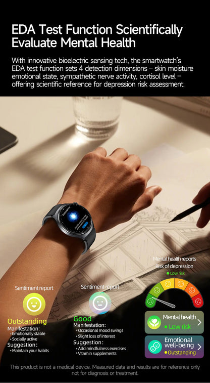 2026New AI-Diagnosis Care Smartwatch ECG+PPG Accurate Uric Acid Blood Pressure Body Fat Five organ Fitness Waterproof Smartwatch