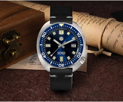 San Martin Turtle Men Diver Watch 44mm NH35 Automatic Mechanical Wristwatch Sapphire Waterproof 200m Luminous Relojes SN0047