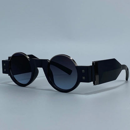 Y2K Punk Gothic Round Sunglasses Men 2026 Luxury Brand Steampunk Wide Temple Thick Frame Sun Glasses For Male Retro Cool Shades