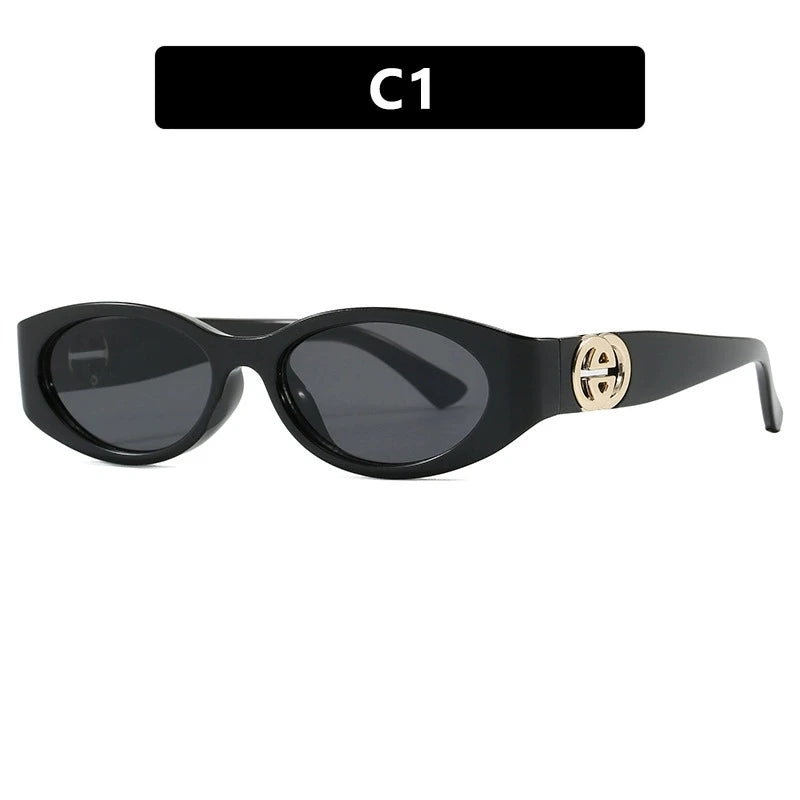 Stylish Small Oval Sunglasses For Women Trendy Design Decoration Fashion Sun Glasses Travelling Hiking Party Women's Shades