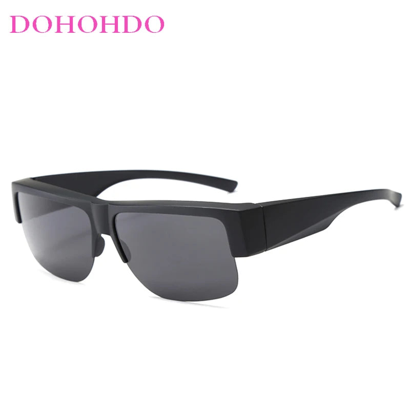 Men For Polarized Sunglasses Myopia Wear Over Prescription Glasses Photochromic Black Lens Half Frame Glasses Vintage Eyewear