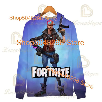 Суитшърт с качулка и цип за възрастни и деца Fortnite, 3D принт, геймърски модел за момчета и момичета, Harajuku, дълги ръкави, облекло за тийнейджъри