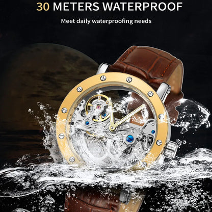 2026 Top Brand Luxury Steel Skeleton Tourbillon Automatic Watch Men Leather Mechanical Waterproof Luminous Elegant Wrist Clock