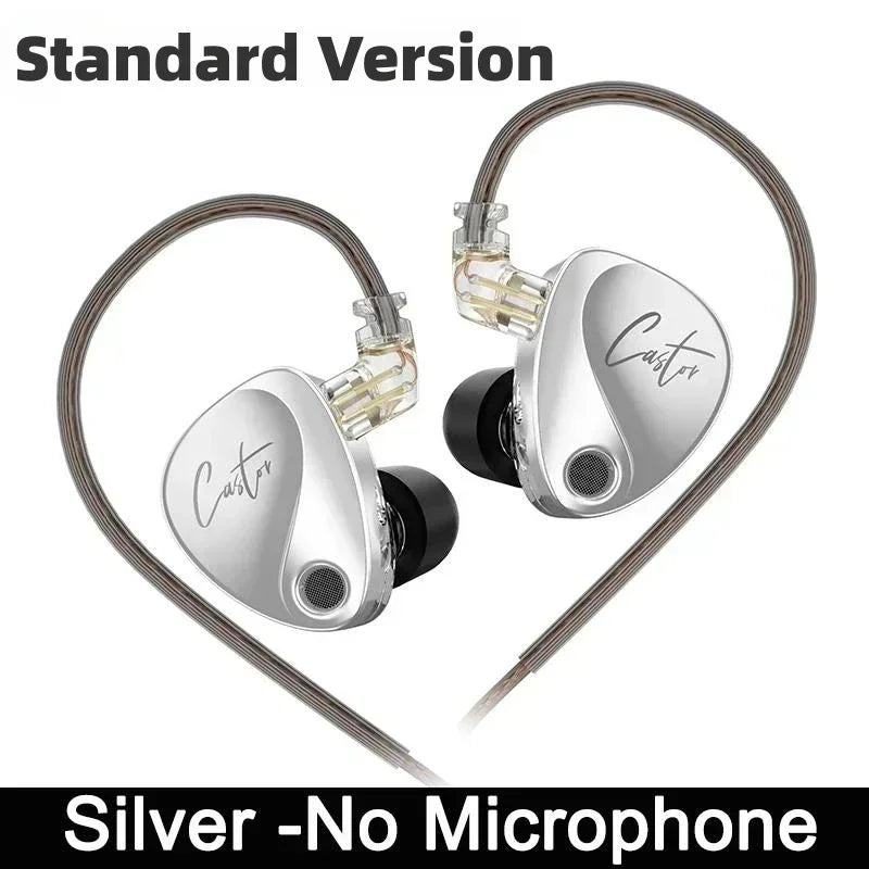 KZ Castor Wired Earbuds HiFi Bass Earphones with Dual Dynamic Drivers, Tunable Balanced Armature In-Ear Headphones, High Resolution Audio Earbuds