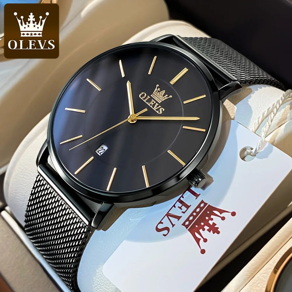 OLEVS 5869 Men's Watch Japan Quartz Movement Thin Case Fashion Waterproof Watch For Men Calendar Simple Original Male Wristwatch