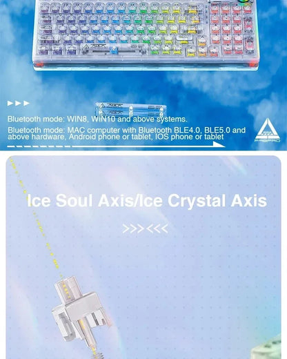 AULA F98PRO Wireless Mechanical Keyboard Transparent Keycaps RGB Backlit Custom 2.4G Hot Swappable Gaming Keyboard With Screem