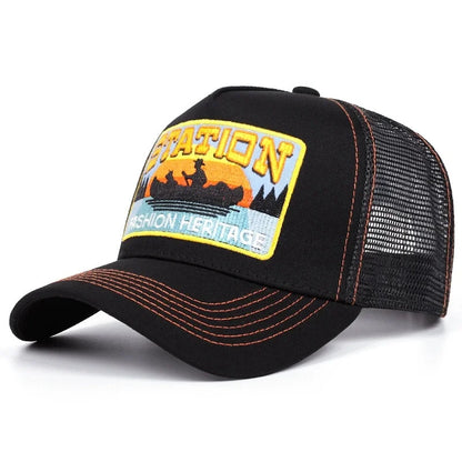 Hot Sale Unisex Baseball Cap Classic STATION Letter Pattern Mesh Cap Men And Women Breathable Streetwear Summer Trucker Hat