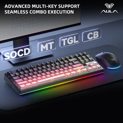 AULA F87 Pro V2 E-Sports Mechanical Keyboard 2.4g/Usb/Bluetooth Hot-Swap RGB Long Battery Life Custom Gasket 5 Layer PC Gaming