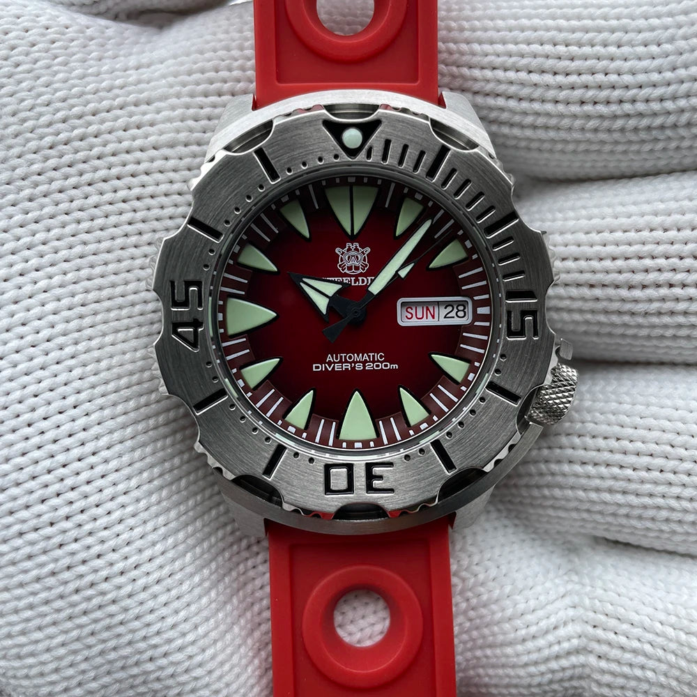 STEELDIVE SD1984 Monster Steel Strap Mechanical Watch NH36 Movt Sapphire Crystal 200M Waterproof Swiss Super Luminous Wristwatch