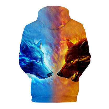 Cool Space Galaxy Wolf Hoodie Hoodies Men Bright Wolf Fashion Handsome Wolf Hoddies Spring Autumn Pullovers Sweatshirts Sweat