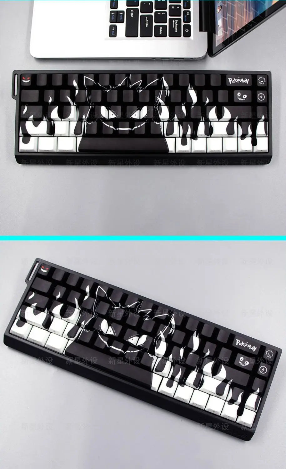 Grimace, Anime Side Carved Translucent Cherry Key Cap PBT 74 Key, 60/65/68 Layout Mechanical Keyboard