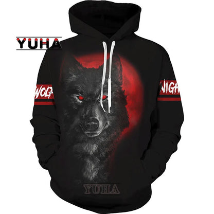 Wolf 3d Printed Hoodies Unisex Cool  Pullover Animal Graphic Sweatshirt Men’s Street Wear