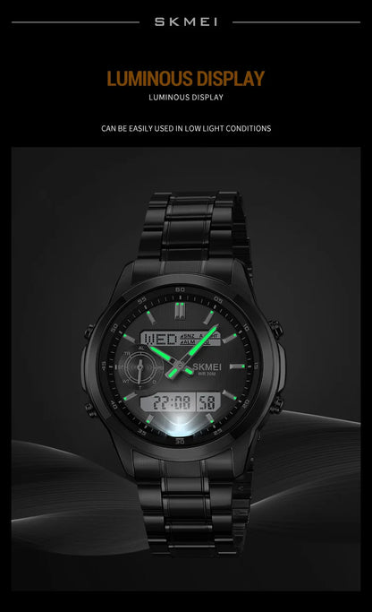 SKMEI 2284 Business Men's Electronic Multifunctional Dual Display Sports Waterproof Luminous Luxury Watch Digital Watch Reloj