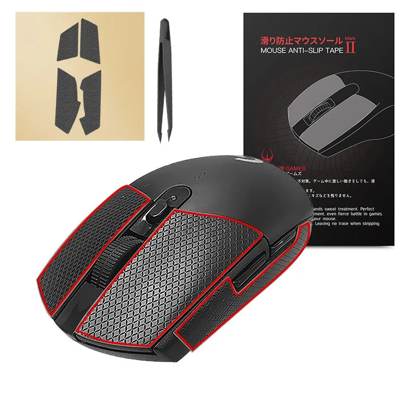Hotline Games halkfri tejp för mus till Logitech G305 G203 G102 G304, svettresistenta musgrepp, halkfria sidoklistermärken för mus
