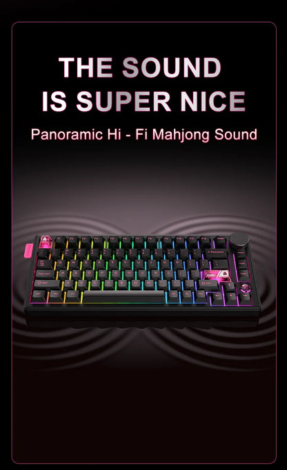 Onikuma 2025 New Mt706 Rgb Gaming Mechanical Keyboard 2.4g/ Wired/Bt, 81-Key Pbt Rgb Gaming Keyboard
