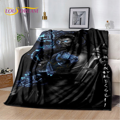 Overwatch Game Gamer DVA Reaper mekana plišana deka, flanelska deka za dnevni boravak, spavaću sobu, krevet, kauč, piknik, djecu, 3D