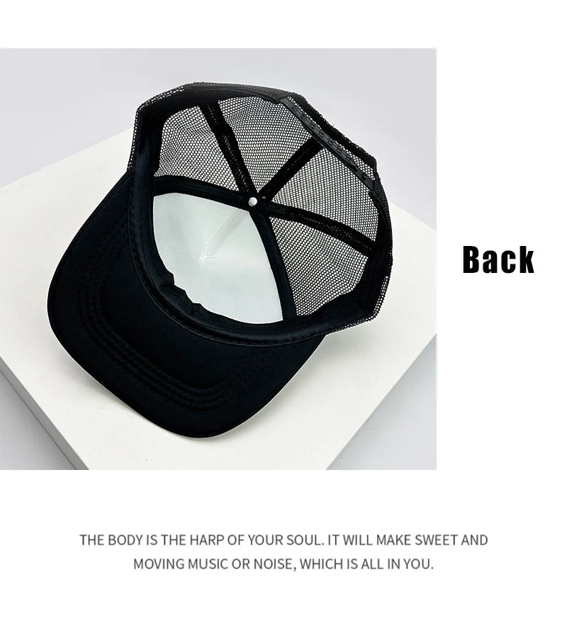 American Style Cruise Printed Anime New Letter Mesh Trucker Caps Sunshade Breathable Baseball Hats Men Women Versatile Fashion