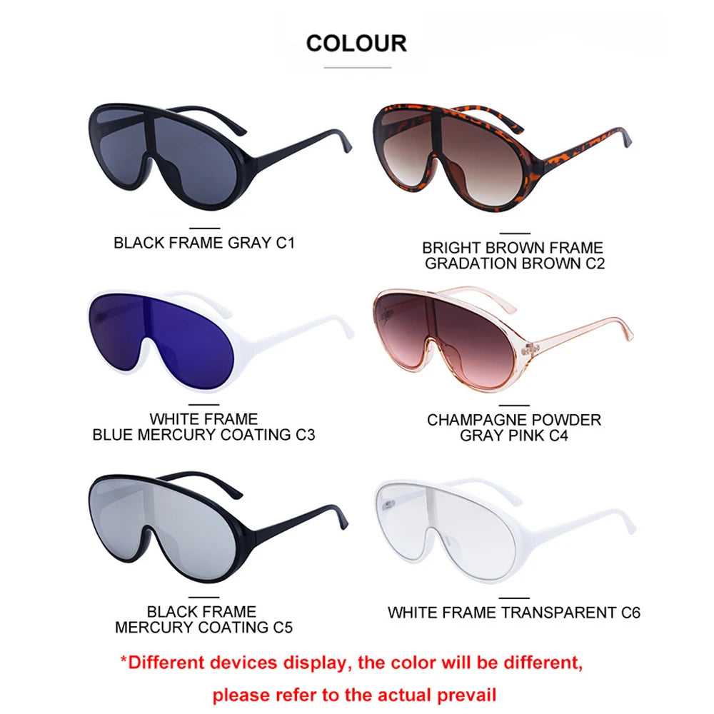 Trendy Oversized One Piece Sunglasses Women Men 2026 Luxury Brand Designer Sun Glasses Fashion Shield Shades Big Frame Eyewear