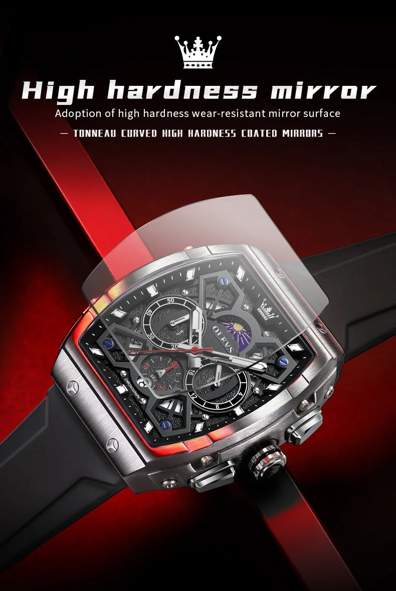 OLEVS 2942 Mens Watch Quartz Watch Multifunctional Chronograph Watches For Men 30M Waterproof Luminous Moon Phase Box Original