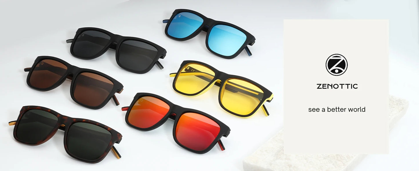 ZENOTTIC Men's Polarized Sunglasses - Lightweight TR90 Frame Square Mens Sunglasses UV400 Protection