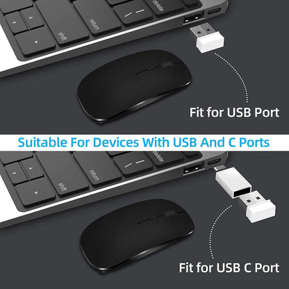 Trådløs genopladelig mus med dobbelt tilstand, Bluetooth-kompatibel 2.4G USB-computermus til laptop, iPad, tablet og notebook – gamingmus