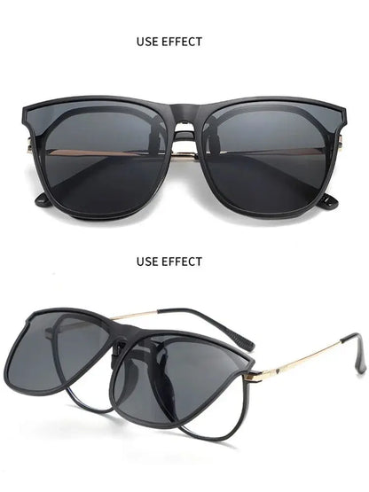 Polarized Clip On Sunglasses Men Women Car Driver Goggles Night Vision Eyewear Anti Glare Vintage Square Sun Glasses