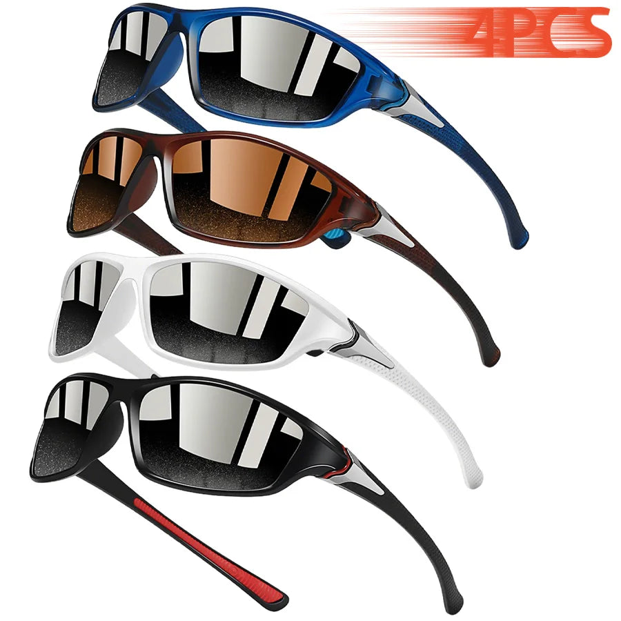 4PCS Fashion Classic Vintage Sports Sunglasses Protection Cycling Fishing Running Mountaineering Driving Sun Glasses