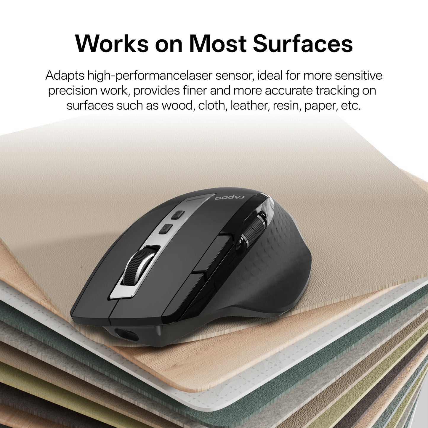 Rapoo New MT710L Multi-mode Rechargeable Wireless Bluetooth Mouse Ergonomic 4000 DPI Support Up to 4 Devices Office Mice