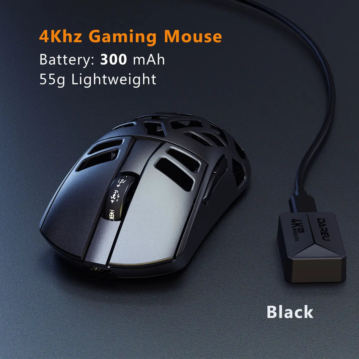 Ratón gaming inalámbrico DAREU Al-mg trimodo 8Khz PBT con carga rápida, PAW3950, 30000 DPI, ligero, para PC gamer