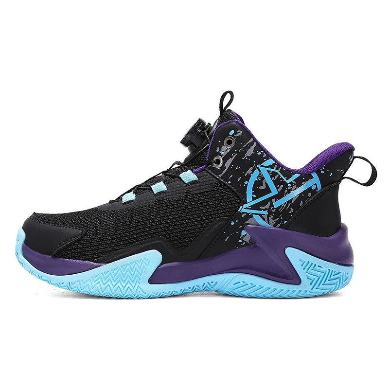 Chaussures de basket-ball unisexes en maille respirante, légères, avec boucle rotative, baskets de sport, de course en plein air, d'entraînement, d'automne