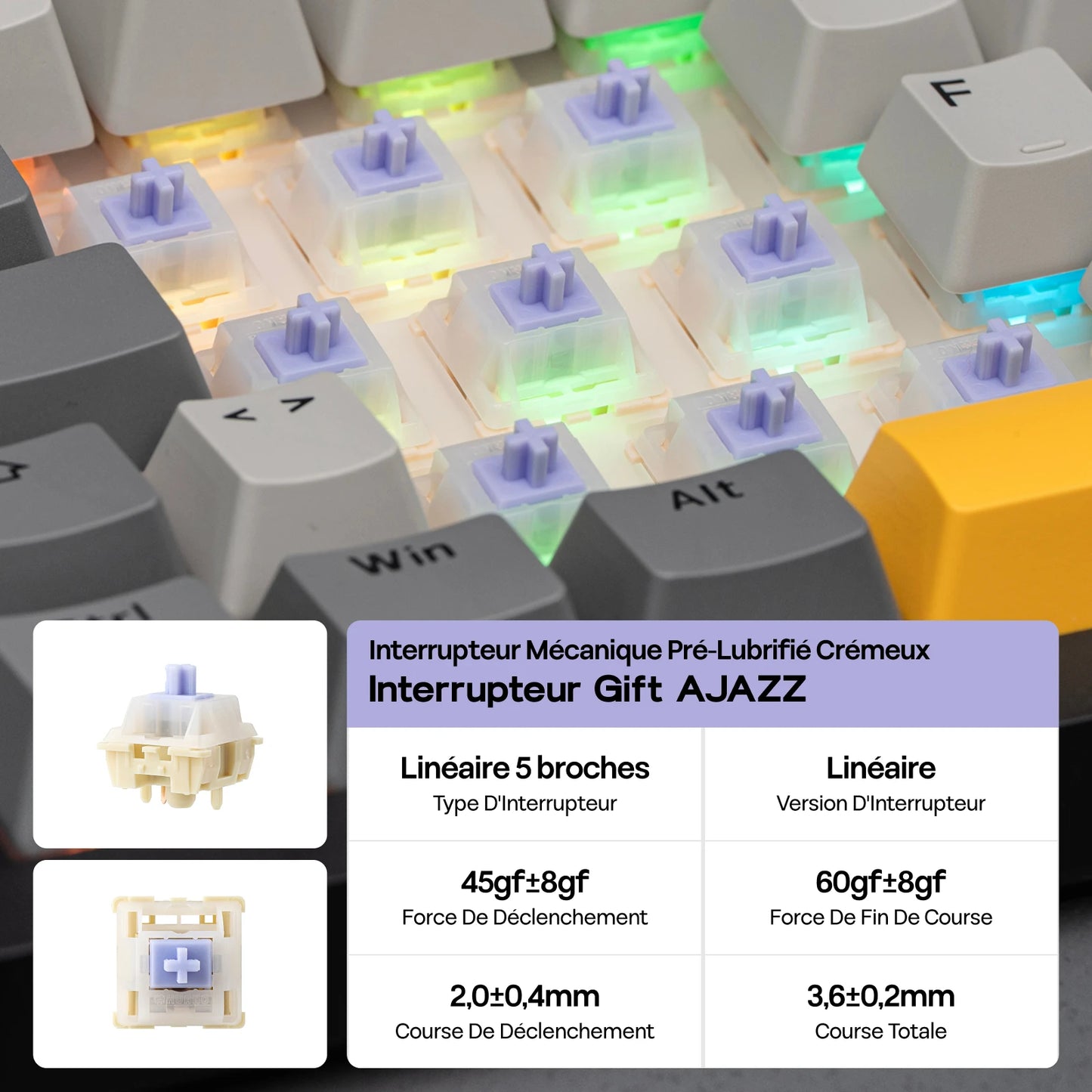 ISO-FR Layout EPOMAKER X AJAZZ AK820 PRO 75% AZERTY French Hot-Swap Wired/BT/2.4GHz Wireless Mechanical Keyboard for Win/Mac/PC