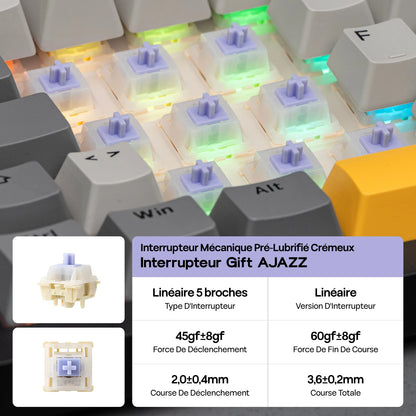 ISO-FR Layout EPOMAKER X AJAZZ AK820 PRO 75% AZERTY French Hot-Swap Wired/BT/2.4GHz Wireless Mechanical Keyboard for Win/Mac/PC