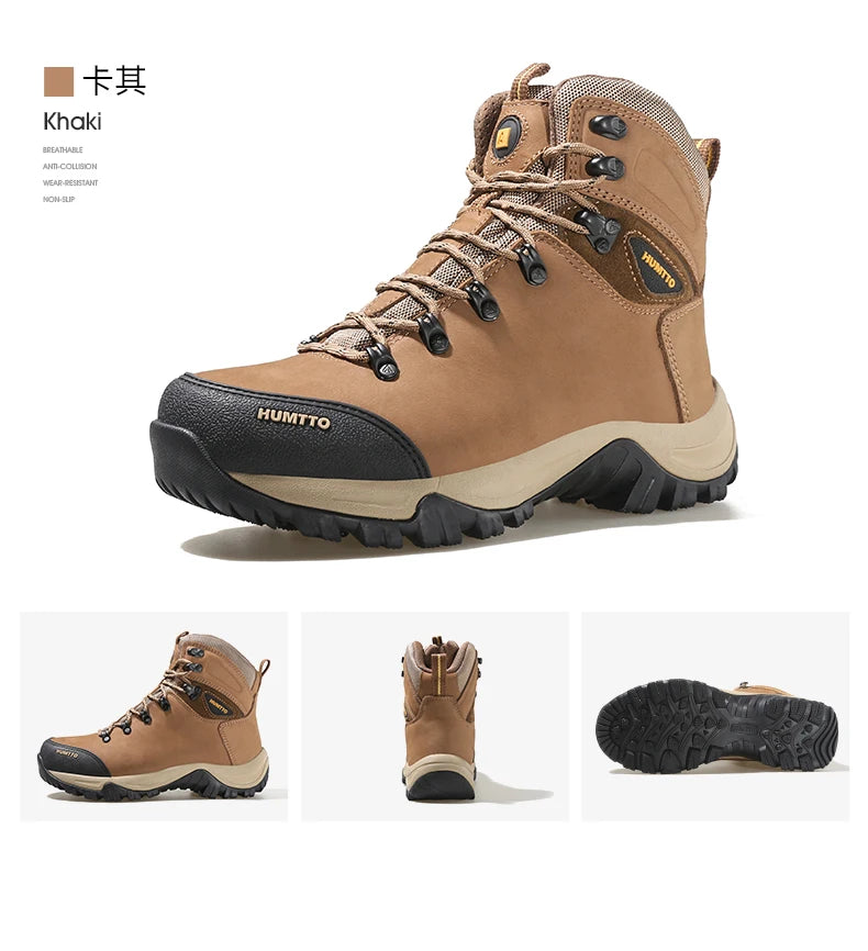 Zapatos de senderismo HUMTTO, botas de caza impermeables para hombre, botas tácticas de combate para desierto hasta el tobillo, botas de trekking para hombre y mujer, zapatillas cálidas de cuero