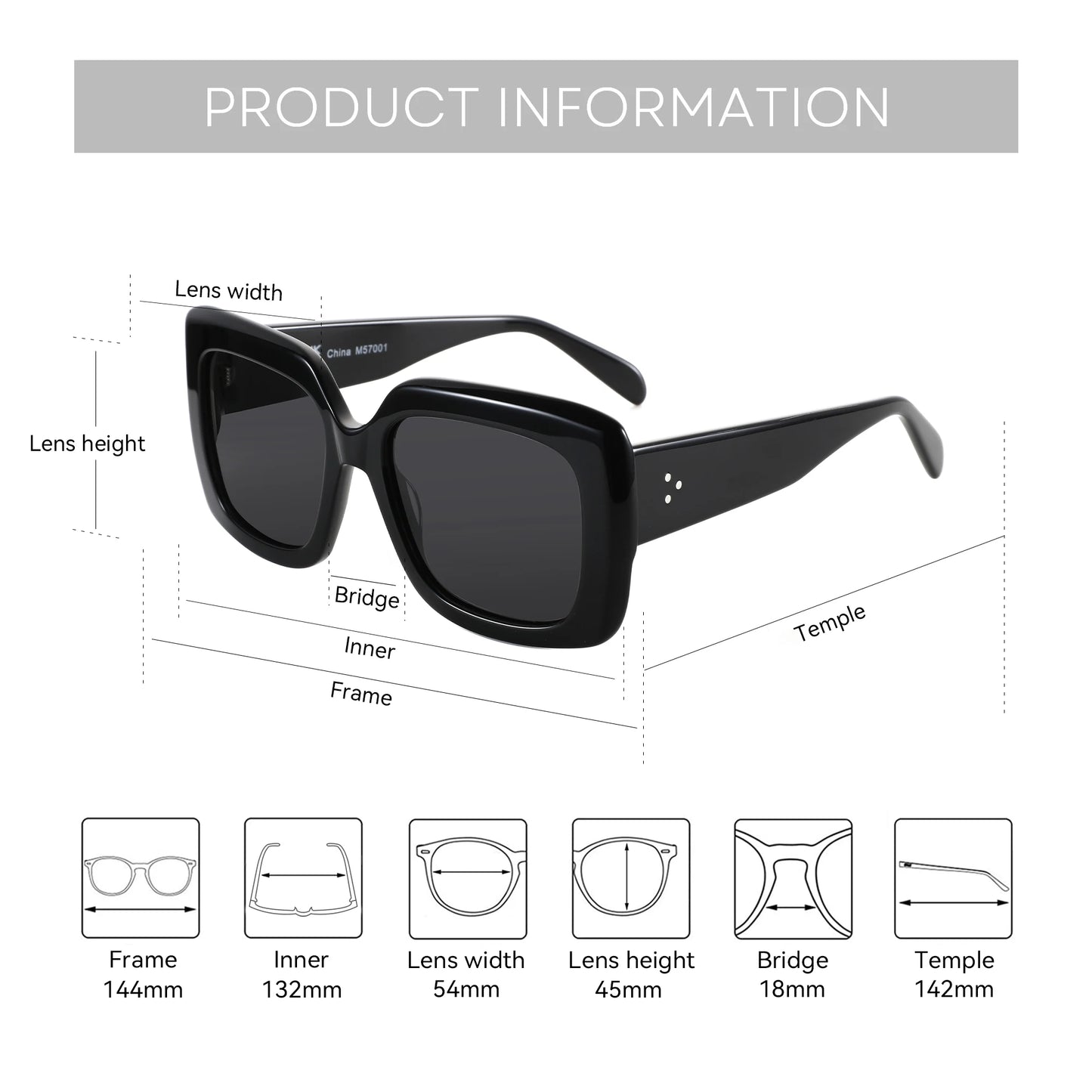 ZENOTTIC Handmade Acetate Sunglasses  luxury 2025 New Uv400 Fashion Square Ladies Polarized Sunglasses ZS6244