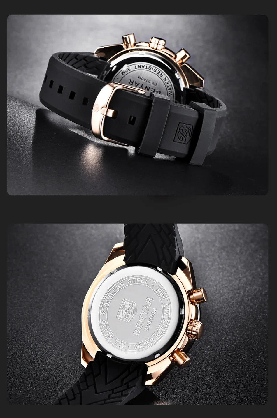 Men Watch BENYAR Top Brand Luxury Full Steel Business Quartz Watch Men Casual Waterproof Sports Watches Clock Relogio Masculino