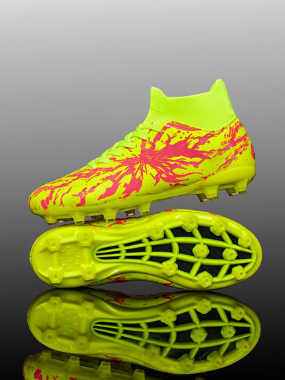 Chaussures de football AG FG pour hommes, tige en PU souple, structure de crampons renforcée, pour adultes, pour les matchs et entraînements de football en plein air sur pelouse.