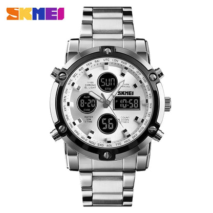 SKMEI 1389 Bracelet Wristwatch Clock Digital Quartz Watch Men Three Time Waterproof Quartz Wrist Mens Watch Relogio Masculino