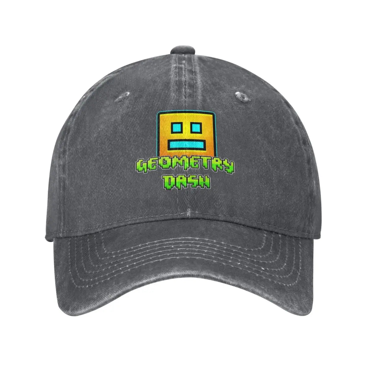 Geometric Dash App Fun Games Men Women Baseball Cap Geometry Dash Distressed Denim Washed Caps Hat Adjustable Fit Snapback Hat