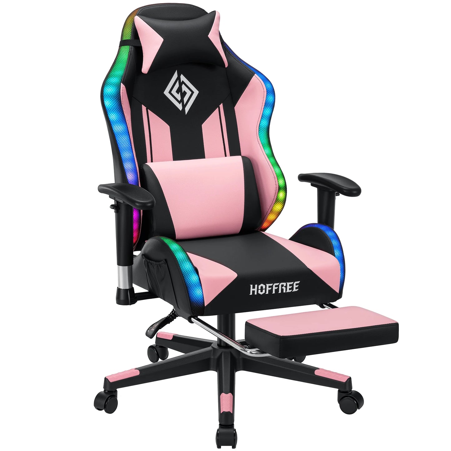 250Lbs Load LED Gaming Chair for Children 8-15Years, Adjustable Gamer Chair with LED Lighting, Footrest & Lumbar Support